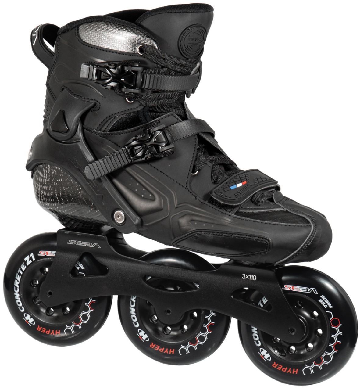 black Seba Trix 310 skate with 3 wheels of 110 mm diameter